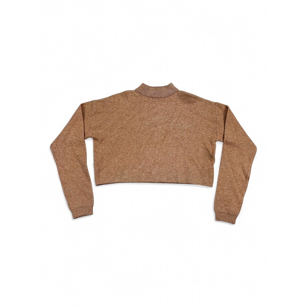 Bershka Cropped Mock Neck Sweater Size L Camel